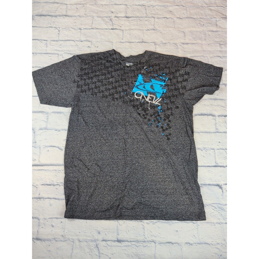 Y2K O’Neill Mens Graphic Skater T Shirt Large Gray Black Short Sleeve Surf Sport